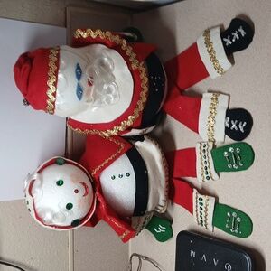 Felt Santa Ornaments, Foam Santa Body Ornament, Mini Santa Ornaments, Vintage